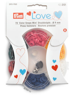 Doos met 72 Color Snaps Mini drukknopen van 9 mm