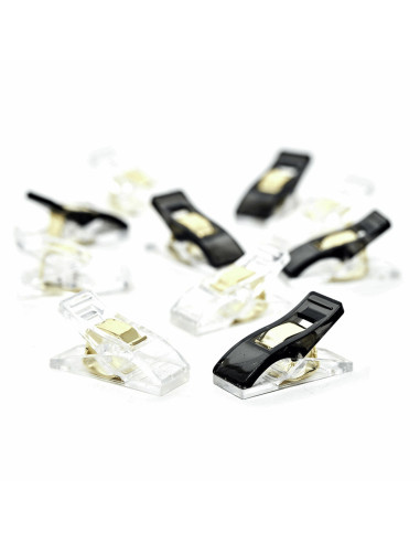Set van 30 stoffen clips - Zwart en transparant