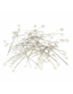 Glazen buis met 60 extra fijne spelden met plastic kop - Wit 2