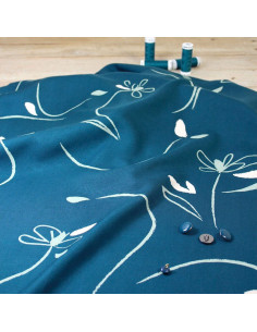 Viscose keperstof Bloom petrolblauw - Églantine & Zoé