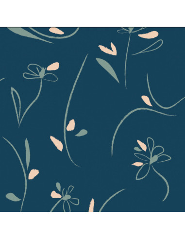 Viscose keperstof Bloom petrolblauw - Églantine & Zoé