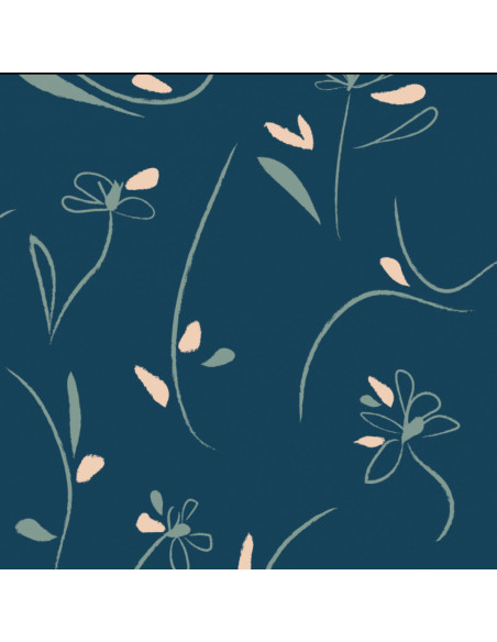 Viscose keperstof Bloom petrolblauw - Églantine & Zoé