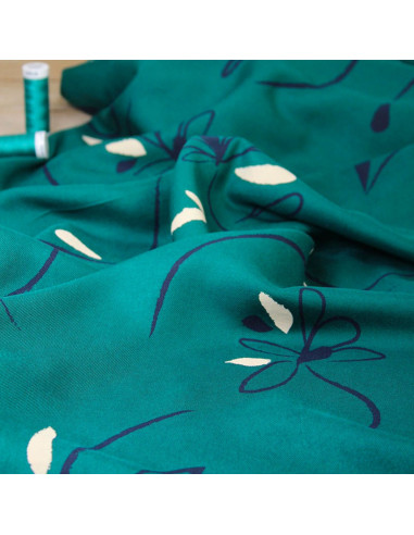 Viscose keperstof Bloom smaragdgroen - Églantine & Zoé
