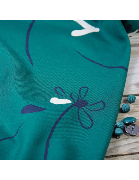 Viscose keperstof Bloom smaragdgroen - Églantine & Zoé