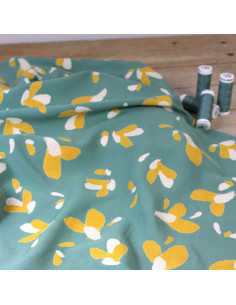 Viscose popeline stof Pétali saliegroen - Églantine & Zoé