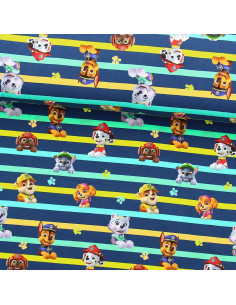 Jersey stof Paw Patrol - Personages en gekleurde lijnen