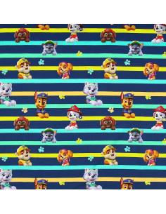 Jersey stof Paw Patrol - Personages en gekleurde lijnen 2