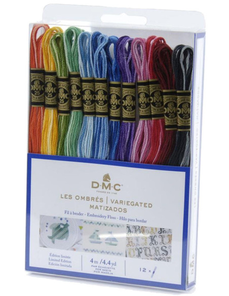 Set van 12 DMC gemêleerde borduurgarens - De Ombres