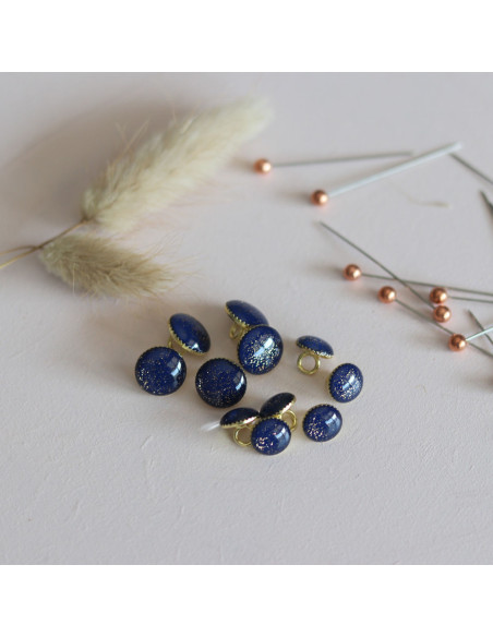 Gouden glinsterende enkellaarsjes - Marineblauw