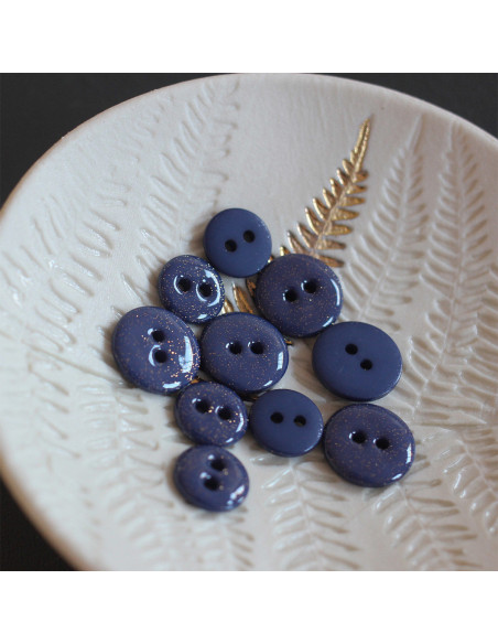 Glitterknoop 2 gaten - Marineblauw