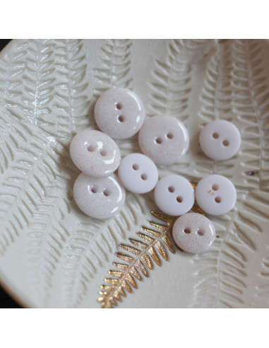 Glitterknoop met 2 gaten - Gebroken wit