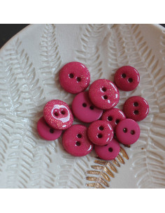 Glitterknoop 2 gaten - Fuchsia