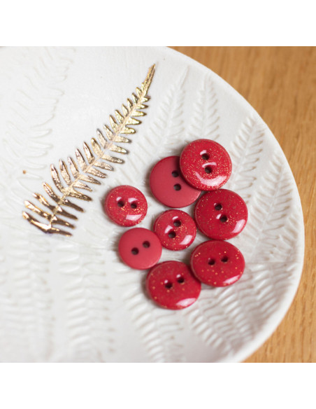 Glitterknoop met 2 gaten - Rood