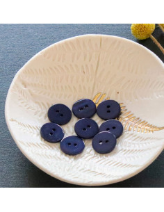 Platte parelmoeren knoop met 2 gaten - Marineblauw