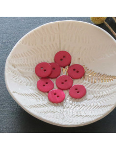 Platte parelmoeren knoop met 2 gaten - Fuchsia