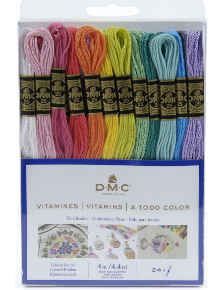 Set van 24 DMC borduurgarens - De Vitaminen