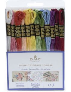 Set van 24 DMC borduurgarens - Bloemen