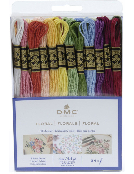 Set van 24 DMC borduurgarens - Bloemen