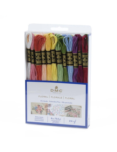 Set van 24 DMC borduurgarens - Bloemen