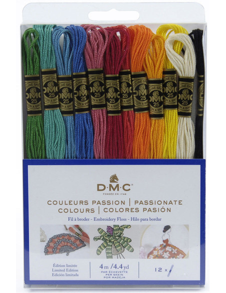 Set van 12 strengen DMC borduurgaren - Passievolle kleuren