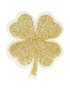 Strijkembleem klaver lurex - Goud
