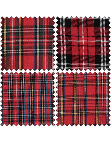 Set van 4 Fat Quarter-stoffen - Tartan