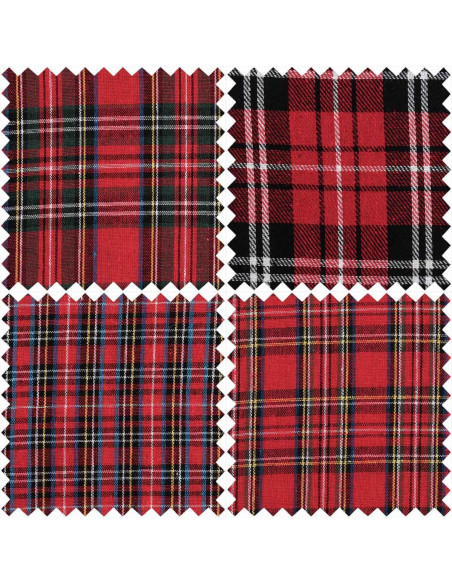 Set van 4 Fat Quarter-stoffen - Tartan