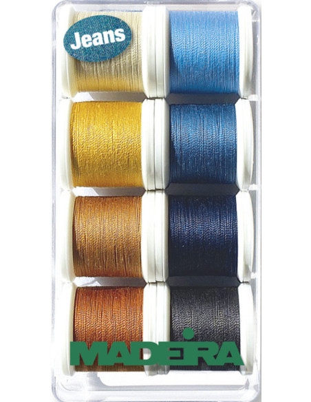 Doos met 8 klosjes garen Special Jeans Aerofil 35 Madeira