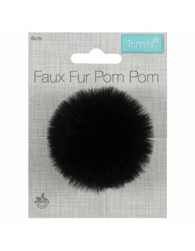 Imitatiebont pompon 6 cm - Zwart