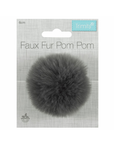 Imitatiebont pompon 6 cm - Grijs