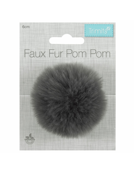 Imitatiebont pompon 6 cm - Grijs