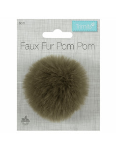 Imitatiebont pompon 6 cm - Kaki 2