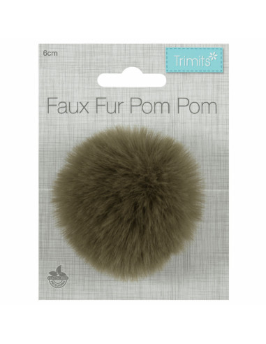 Imitatiebont pompon 6 cm - Kaki