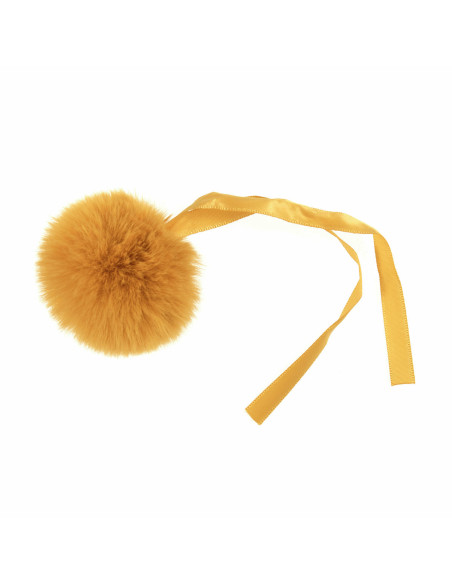 Imitatiebont pompon 6 cm - Mosterdkleur