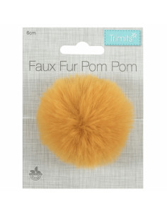 Imitatiebont pompon 6 cm - Mosterdkleur 2