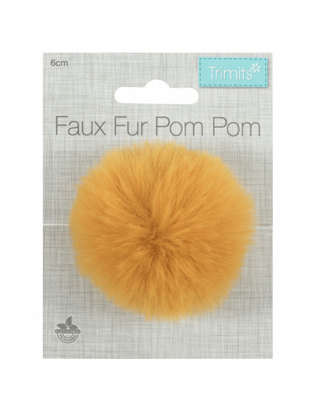 Imitatiebont pompon 6 cm - Mosterdkleur