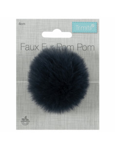 Imitatiebont pompon 6 cm - Marineblauw 2