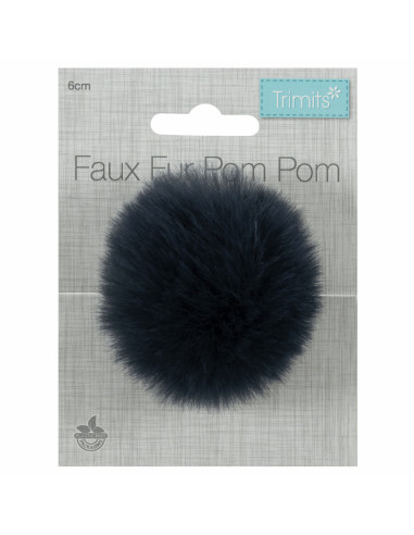 Imitatiebont pompon 6 cm - Marineblauw