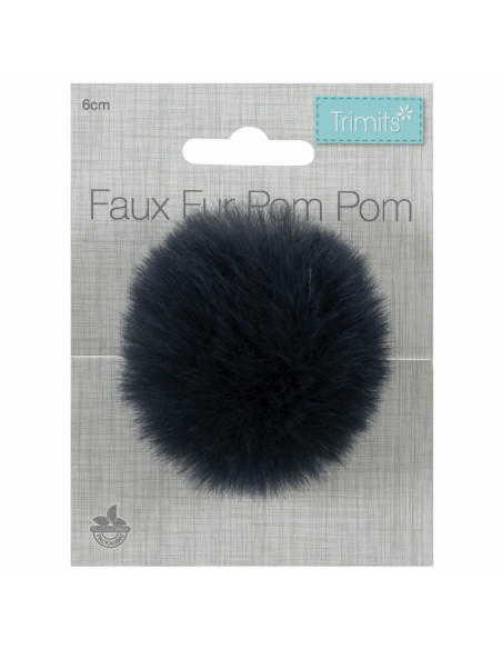 Imitatiebont pompon 6 cm - Marineblauw