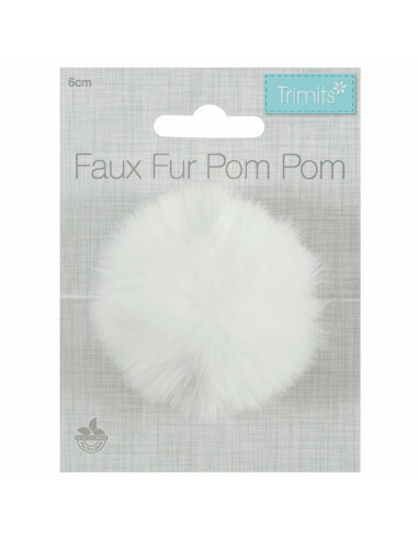 Imitatiebont pompon 6 cm - Wit