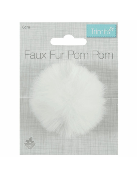 Imitatiebont pompon 6 cm - Wit