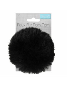 Imitatiebont pompon 11 cm - Zwart 2
