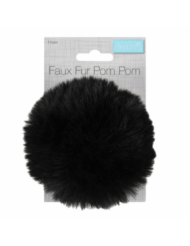 Imitatiebont pompon 11 cm - Zwart