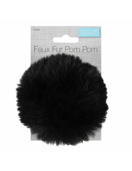 Imitatiebont pompon 11 cm - Zwart