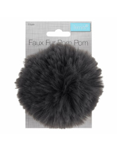 Imitatiebont pompon 11 cm - Grijs 2