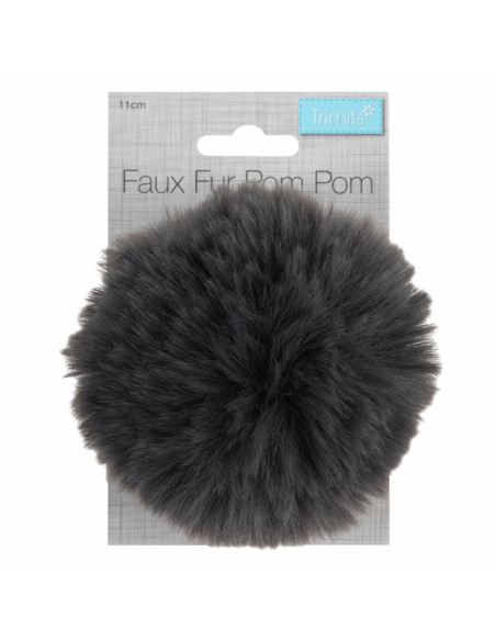 Imitatiebont pompon 11 cm - Grijs