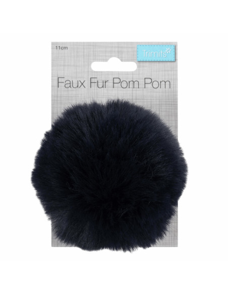 Imitatiebont pompon 11 cm - Marineblauw