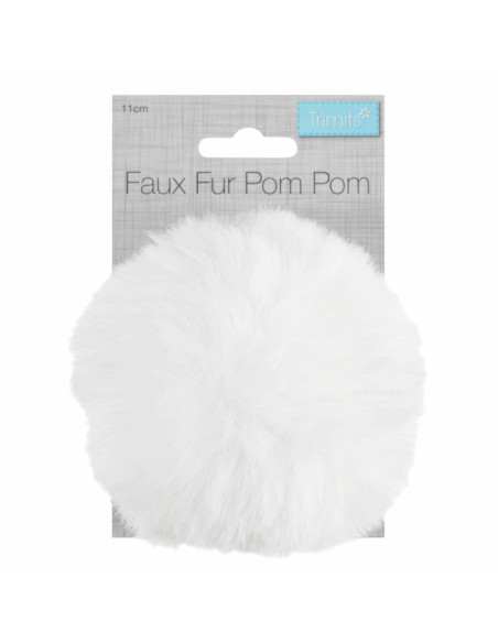 Imitatiebont pompon 11 cm - Wit