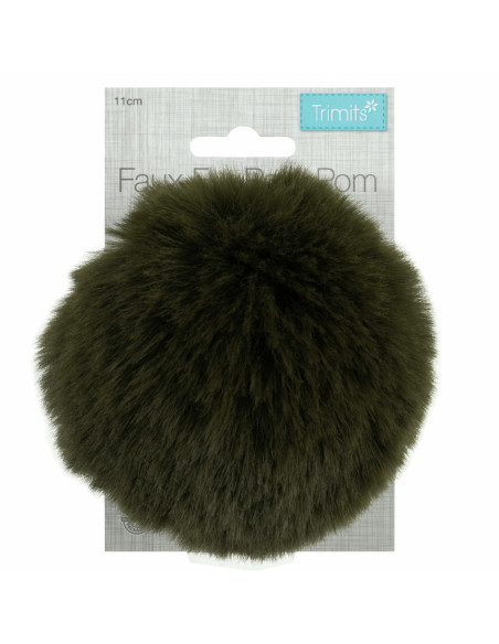 Imitatiebont pompon 11 cm - Kaki