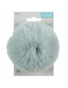 Imitatiebont pompon 11 cm - Grijsblauw 2